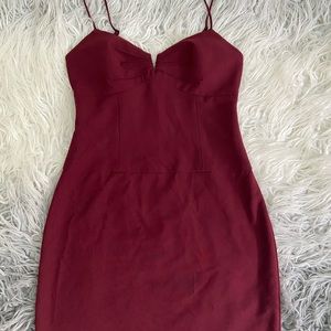 Black Halo Maroon Spaghetti Strap Pencil Dress